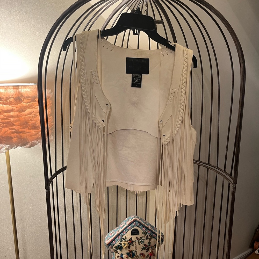 True religion fringe leather vest